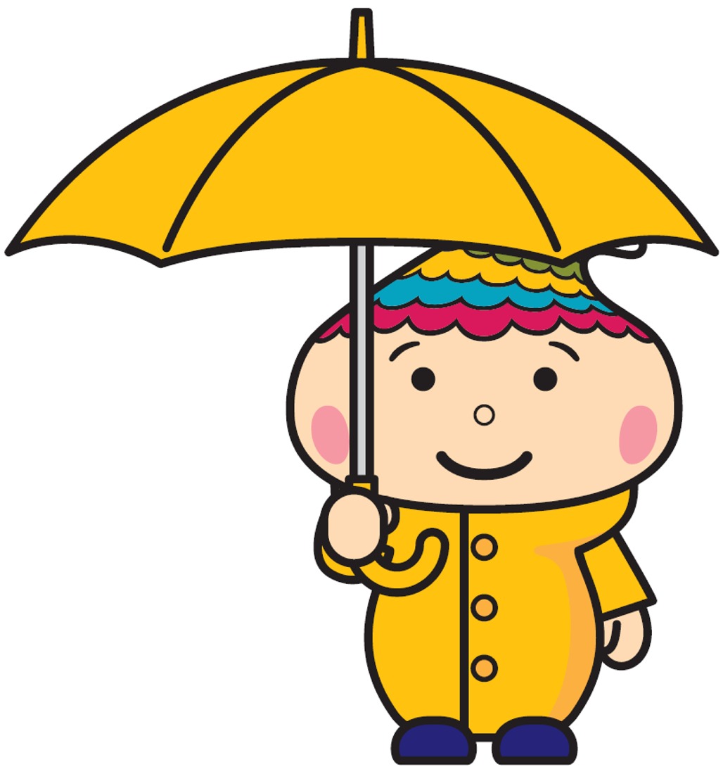 傘をさすふでりんのイラスト